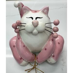 Whimsiclay Pink & White with Polka Dots Ceramic Figurine with Tag - Amy Lacombe